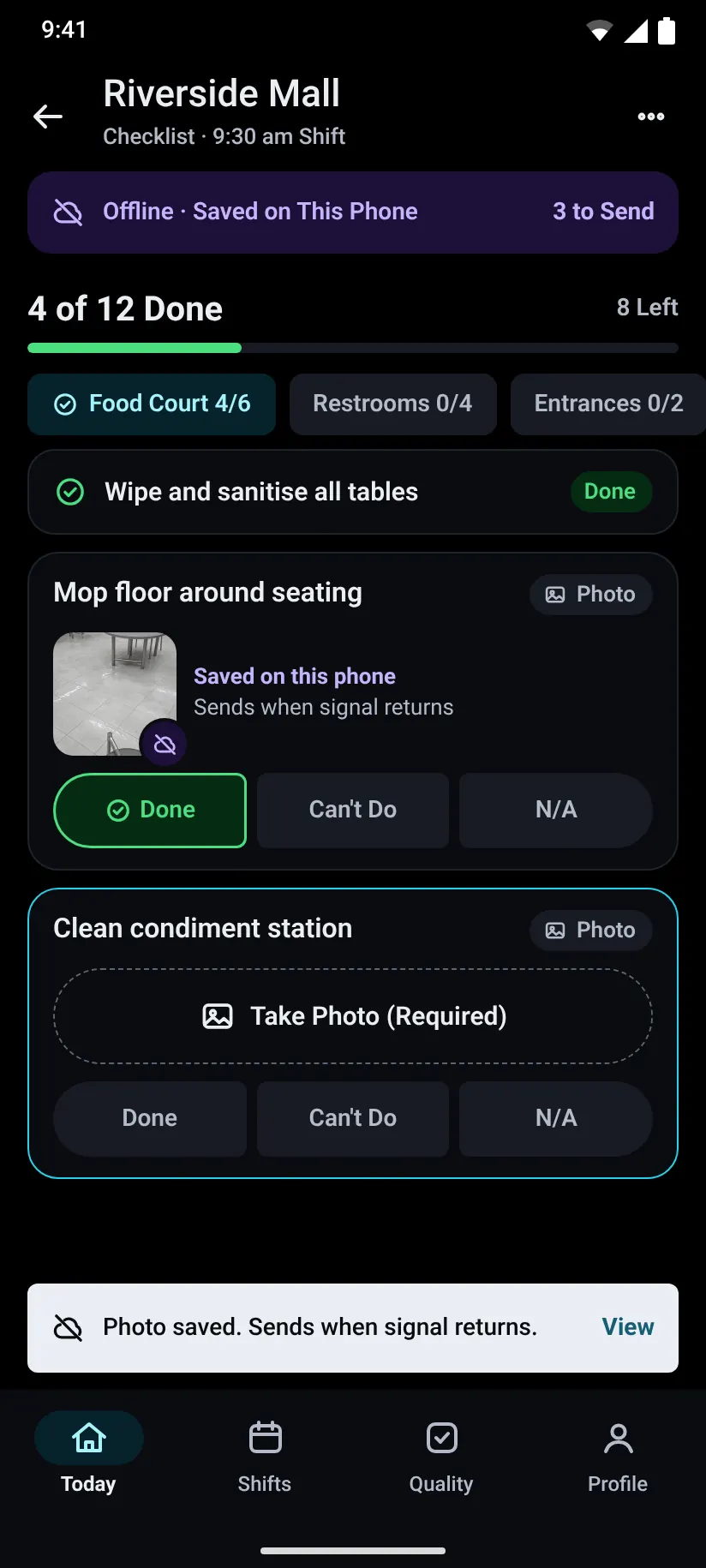 The same offline checklist on Android